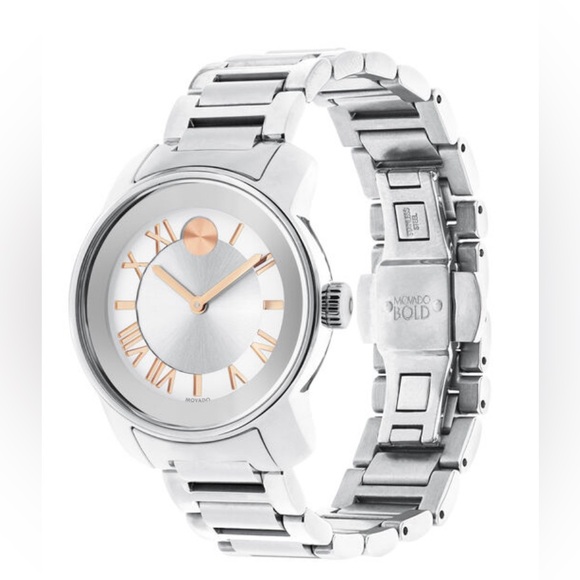Movado Trend Watch Silver & Rose Gold Link Bracelet
